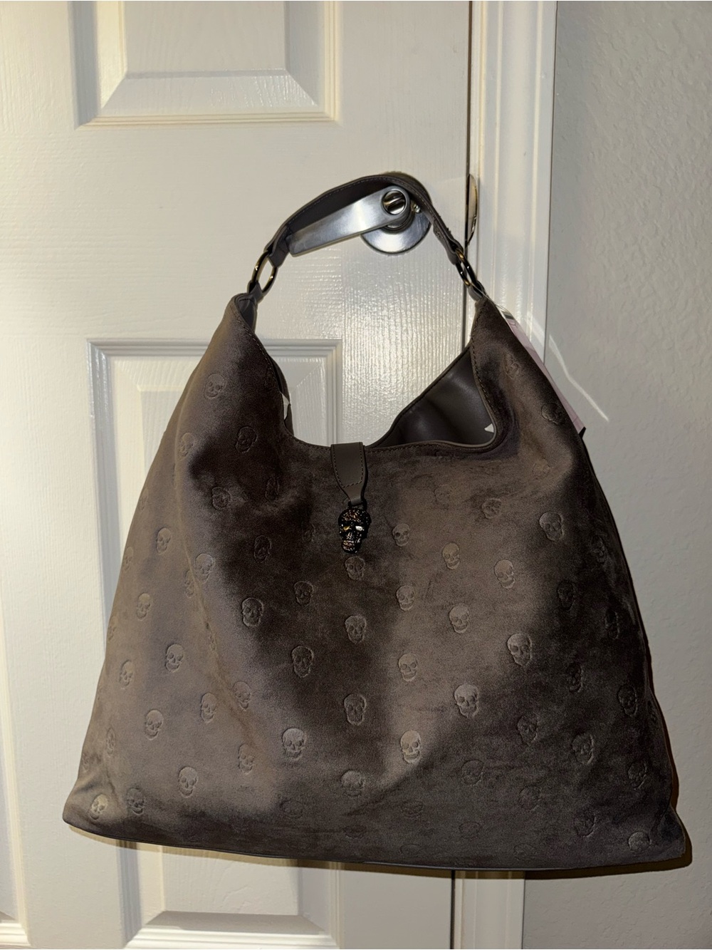 Viral Betsey Johnson Grey Skull Print Hobo Bag New with Tags